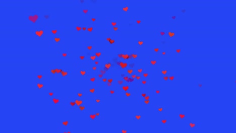 red hearts on blue background