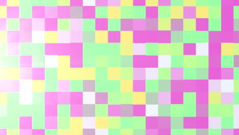 Colorful-pixels-a-vibrant-checkered-pattern-of-green,-pink,-yellow,-and-purple