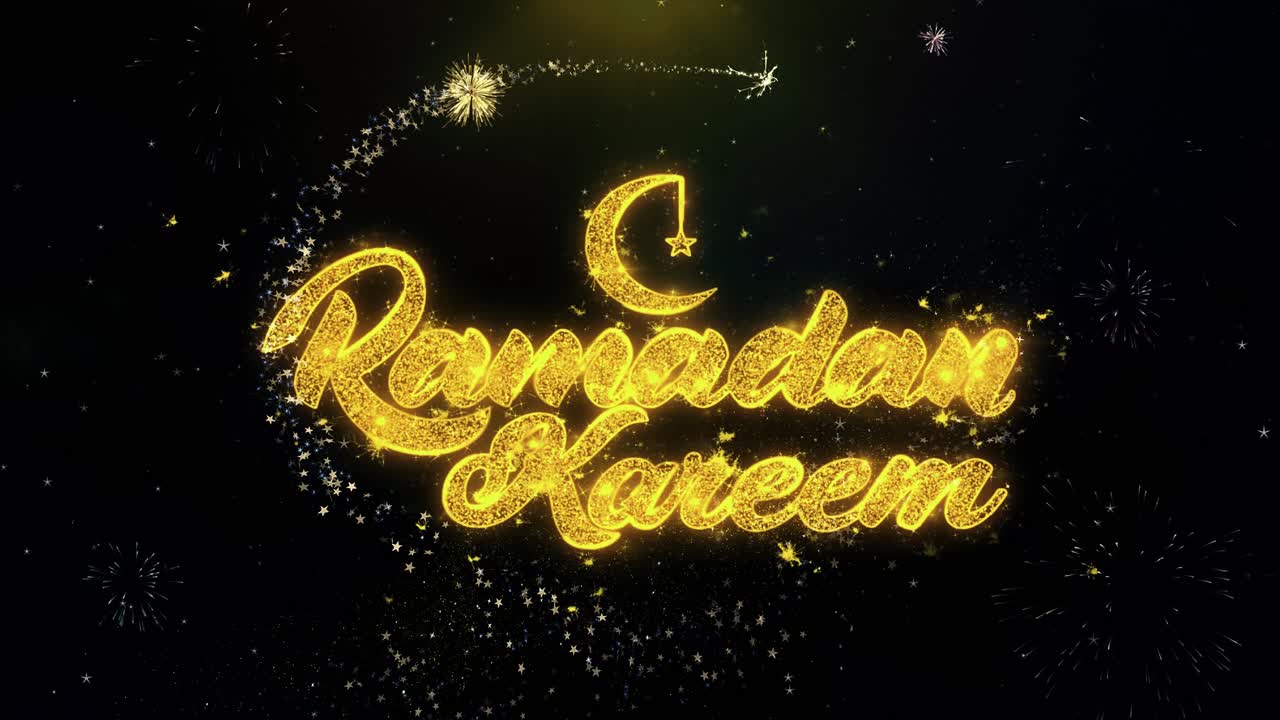 Ramadan Kareem Greeting with Fireworks