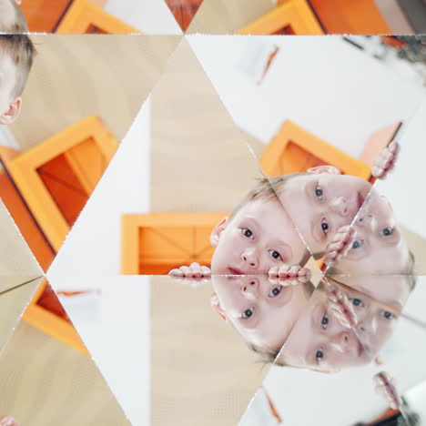 child in a kaleidoscope tunnel. glance into infinity