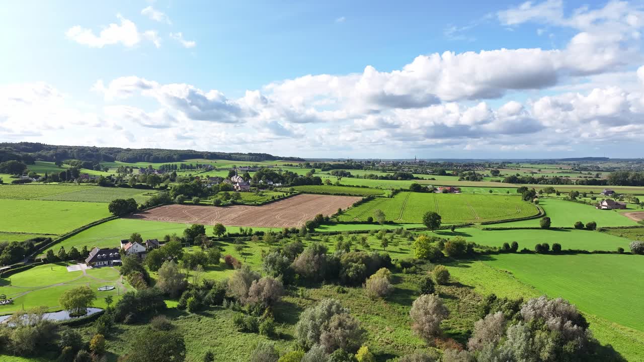 Landbouwlandschap in de provincie Limburg op een mooie zomerdag.