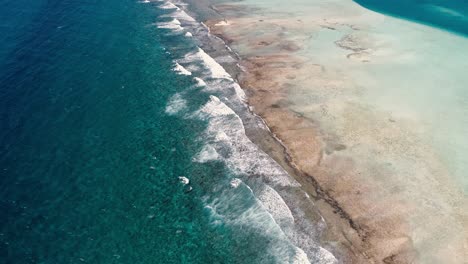 vista aérea inclinar hacia arriba las olas chocan en la barrera de arrecifes de sebastopol, espuma y salpicaduras
