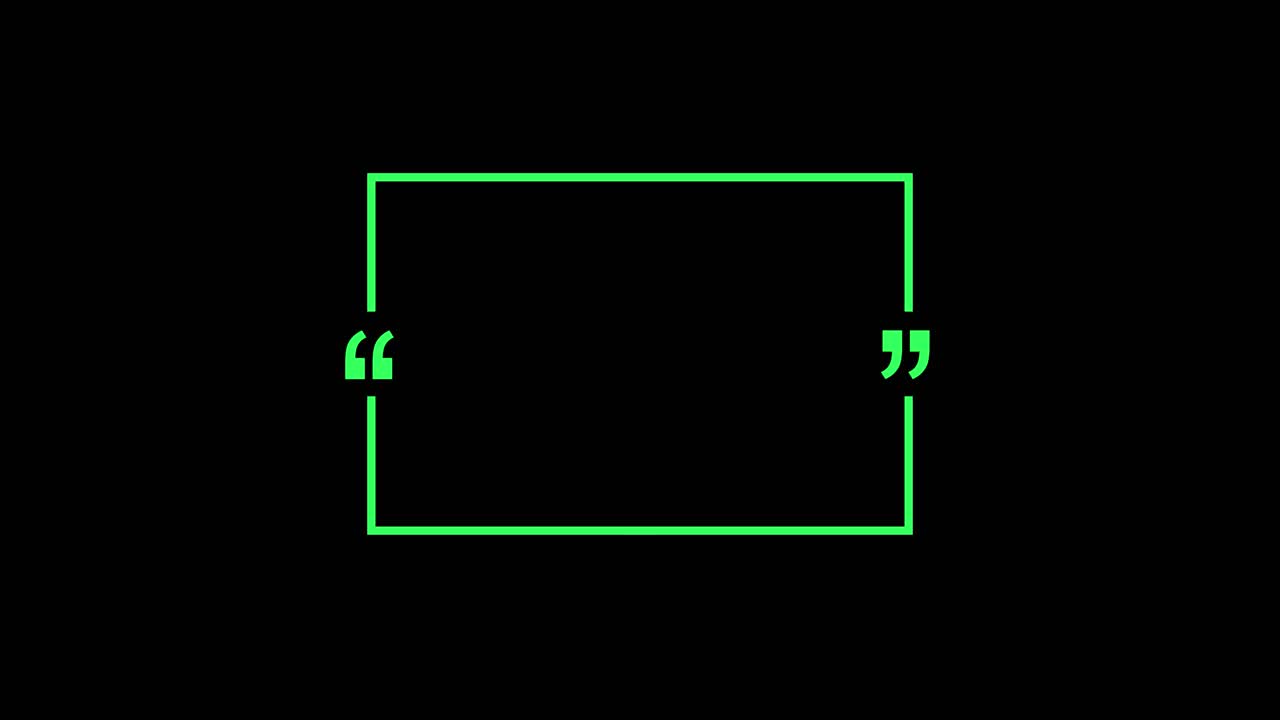 Cadre de citation animé vert sur fond noir