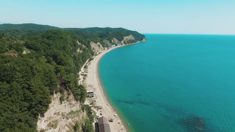 coastal scenery with beach and resort