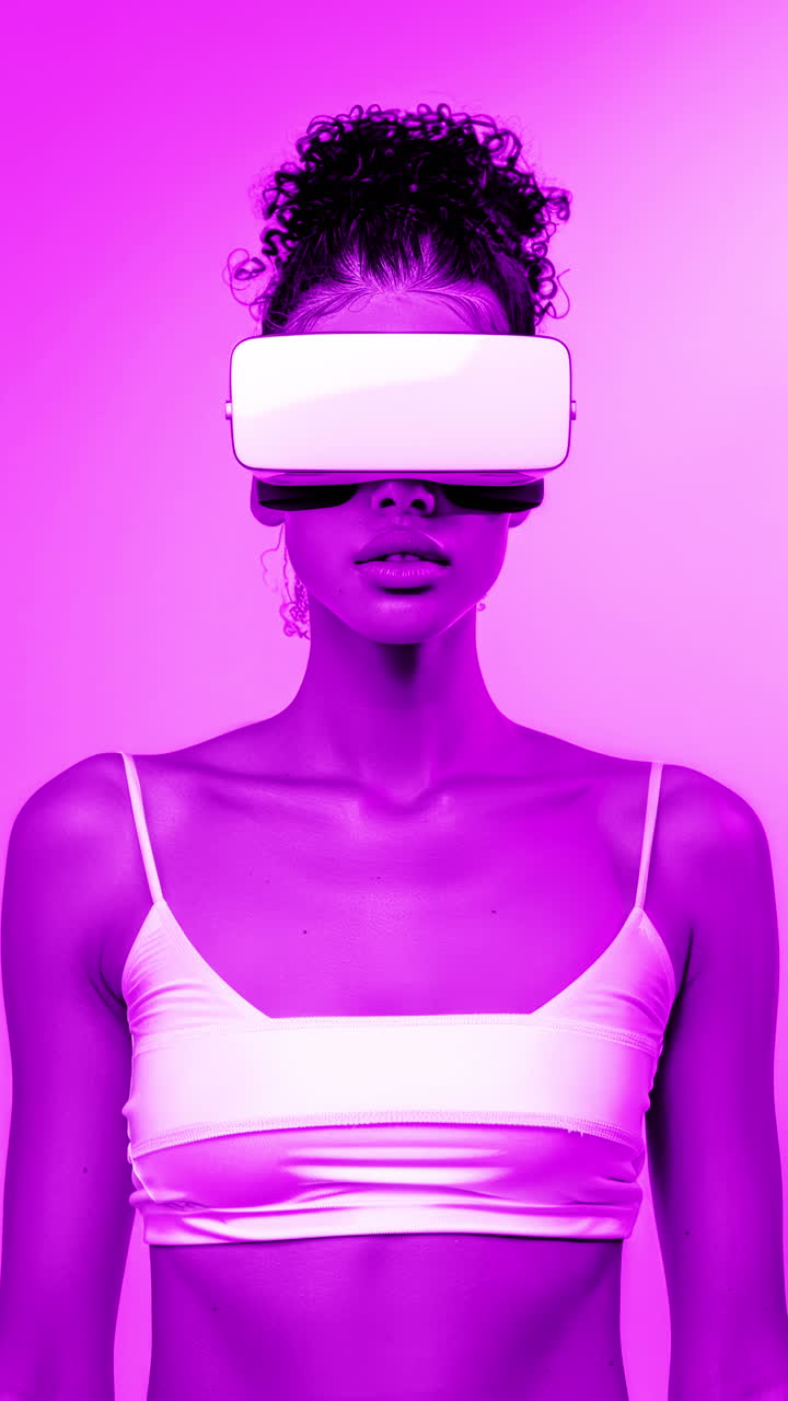 Sequence of females with VR headsets made with AI