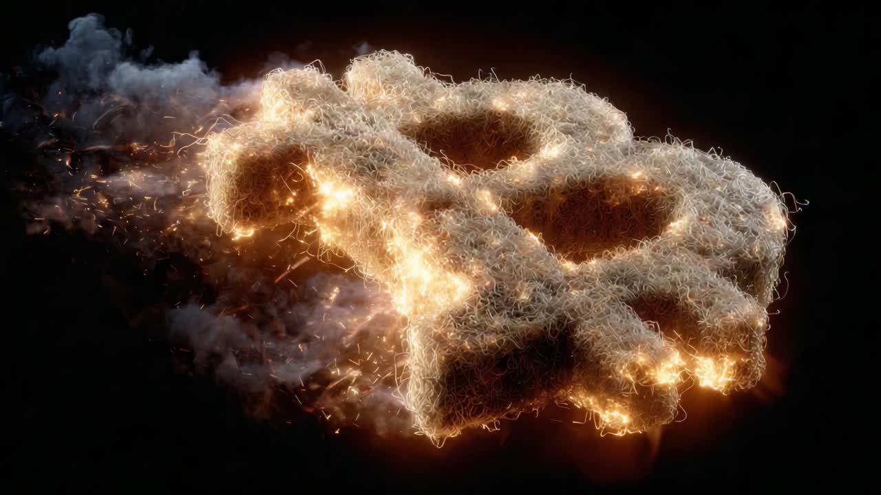 Illuminated Bitcoin Symbol Made of Sparkling Tendrils, Captured in Dynamic Movement Against a Dark Background, Illustrating the Essence of Cryptocurrency and Innovation