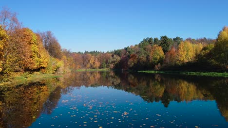 Buntes-Herbstwaldholz-Am-See