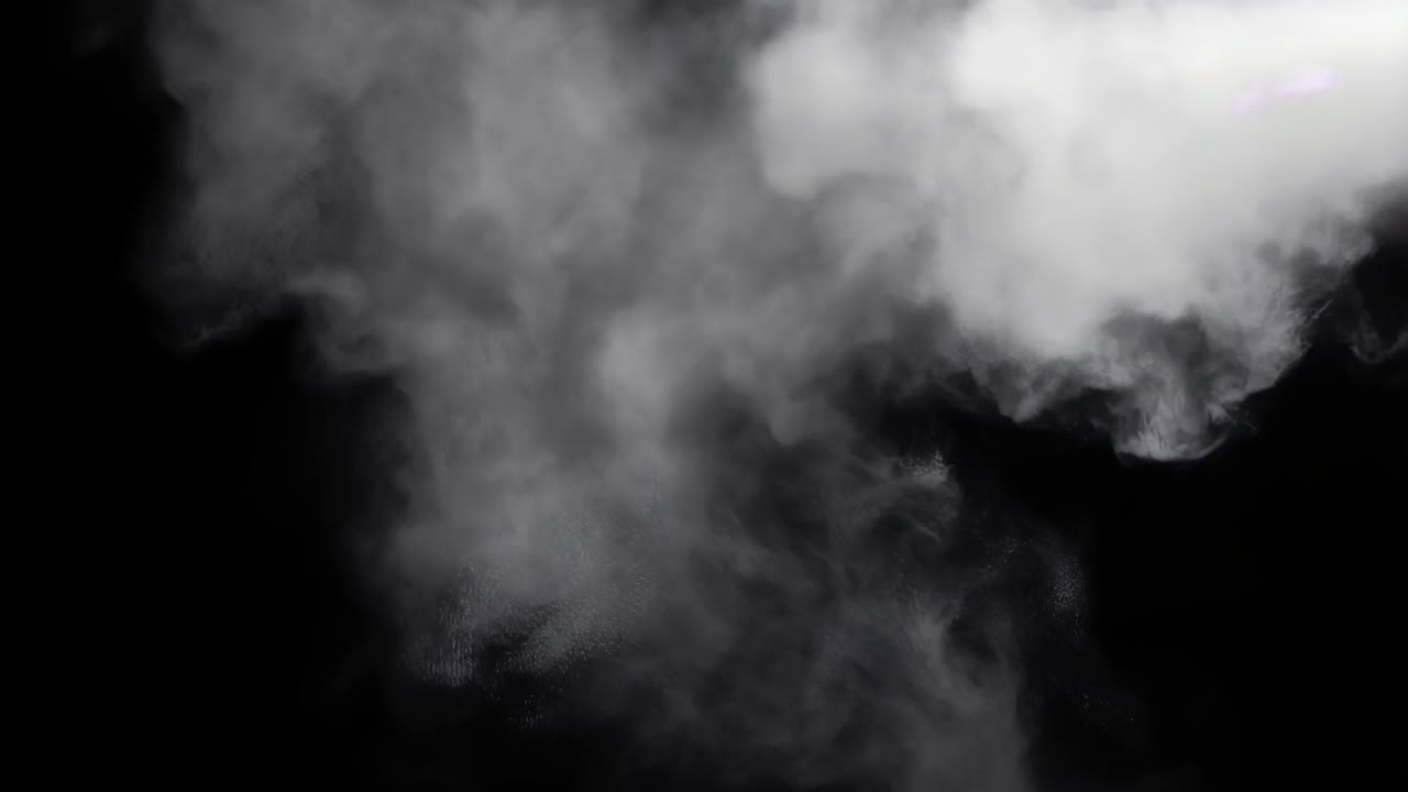 Dynamic White Smoke and Steam Plumes on Black Background