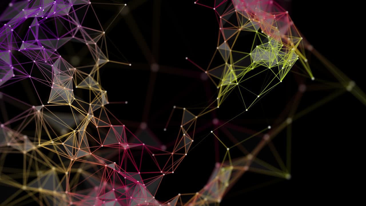 Futuristic plexus animation with glowing triangles in slow motion, 4096x2304 loop 4K