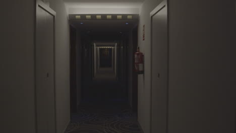 dark hotel hallway at night