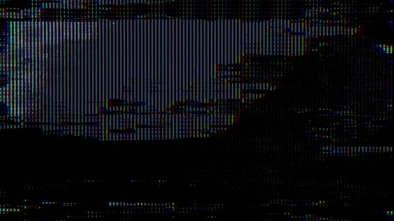 Digital Glitch Noise and Static Effect on Black Screen