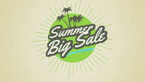 gran venta de verano con sol y palmeras al atardecer