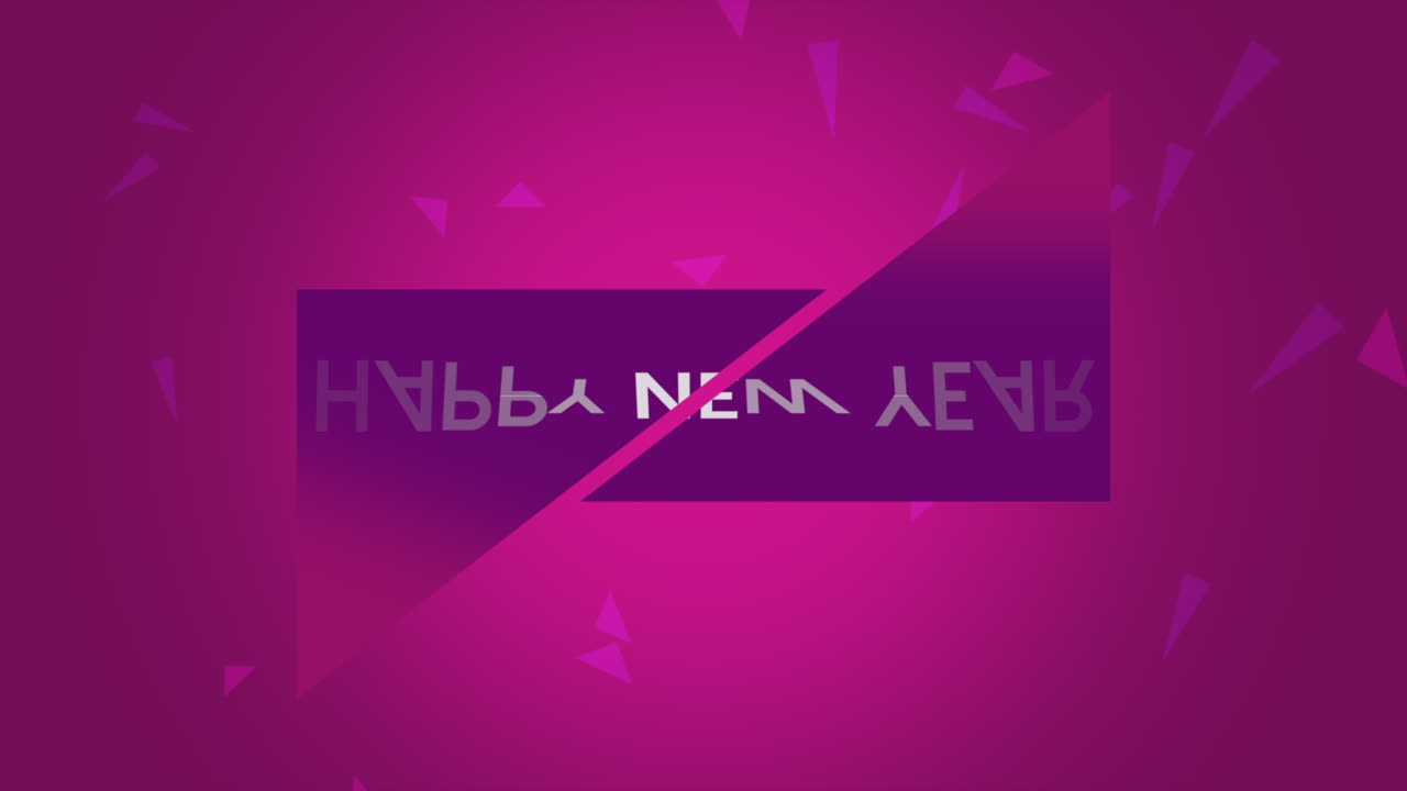 texto de feliz año nuevo con memphis patrón geométrico abstracto