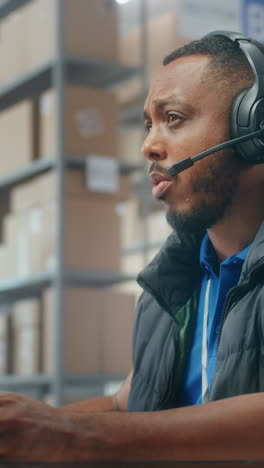 warehouse worker on phone call