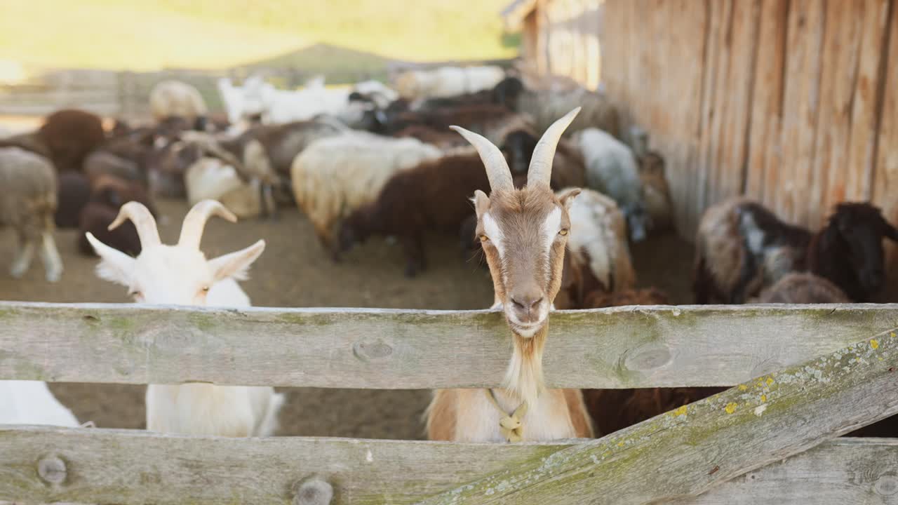 염소와 양은 농장 구역에 있습니다.