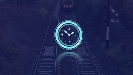 Animation-of-clock-moving-fast-over-train