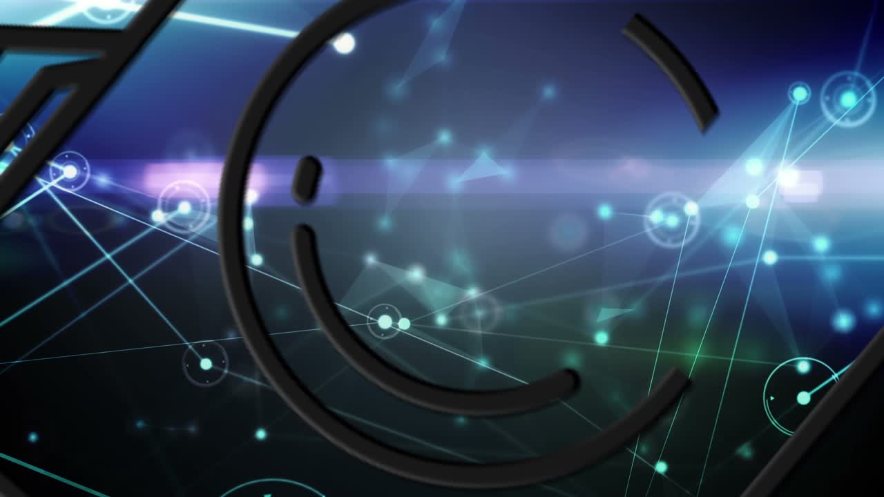 Animazione di una rete di connessioni sopra l'icona della fotocamera
