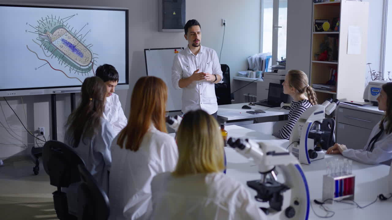 Biology Class with Students Learning in a Laboratory