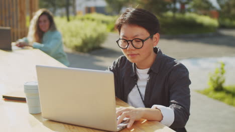 Asian-Female-Freelancer-Using-Laptop-in-Park