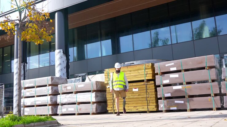 Operaio edile con gamba prostetica in un cantiere
