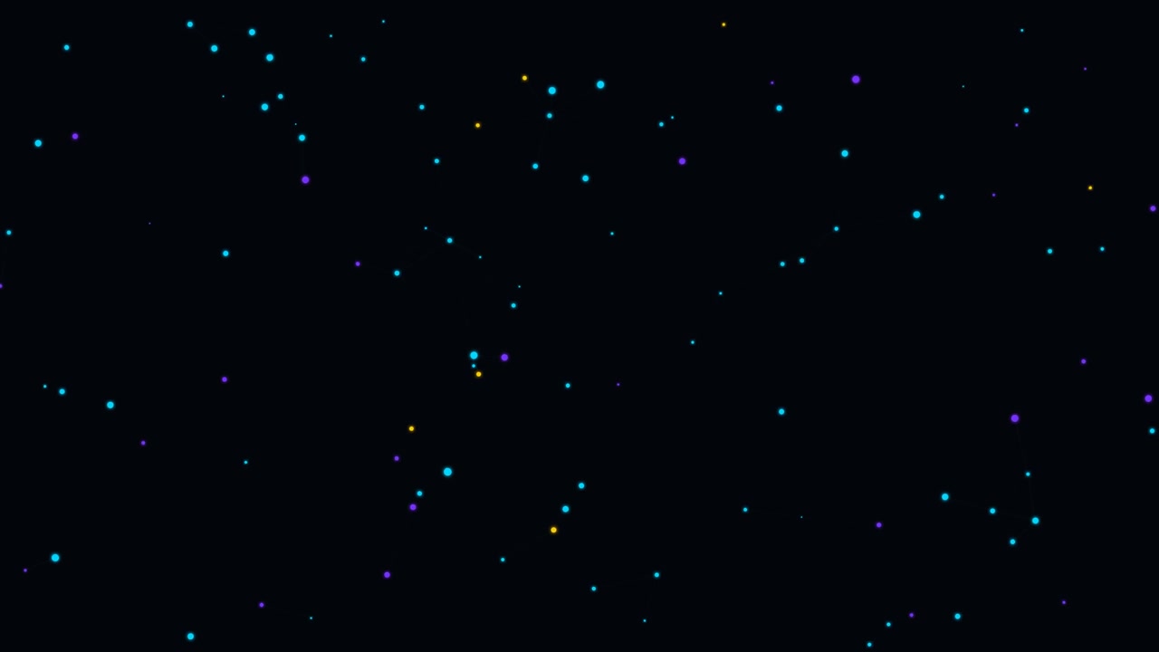 Abstract Motion Background with Floating Colorful Particles on Black