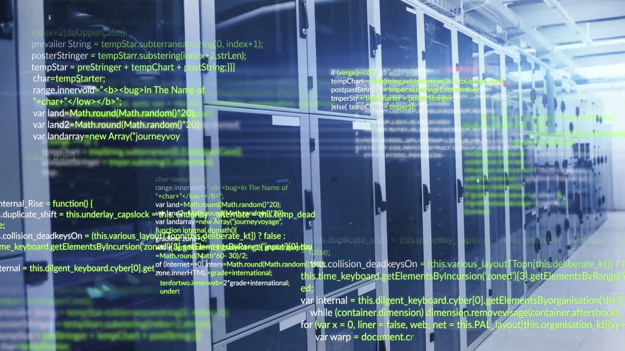 Animation of data processing against computer server room