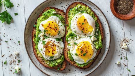 avocado toast with poached eggs