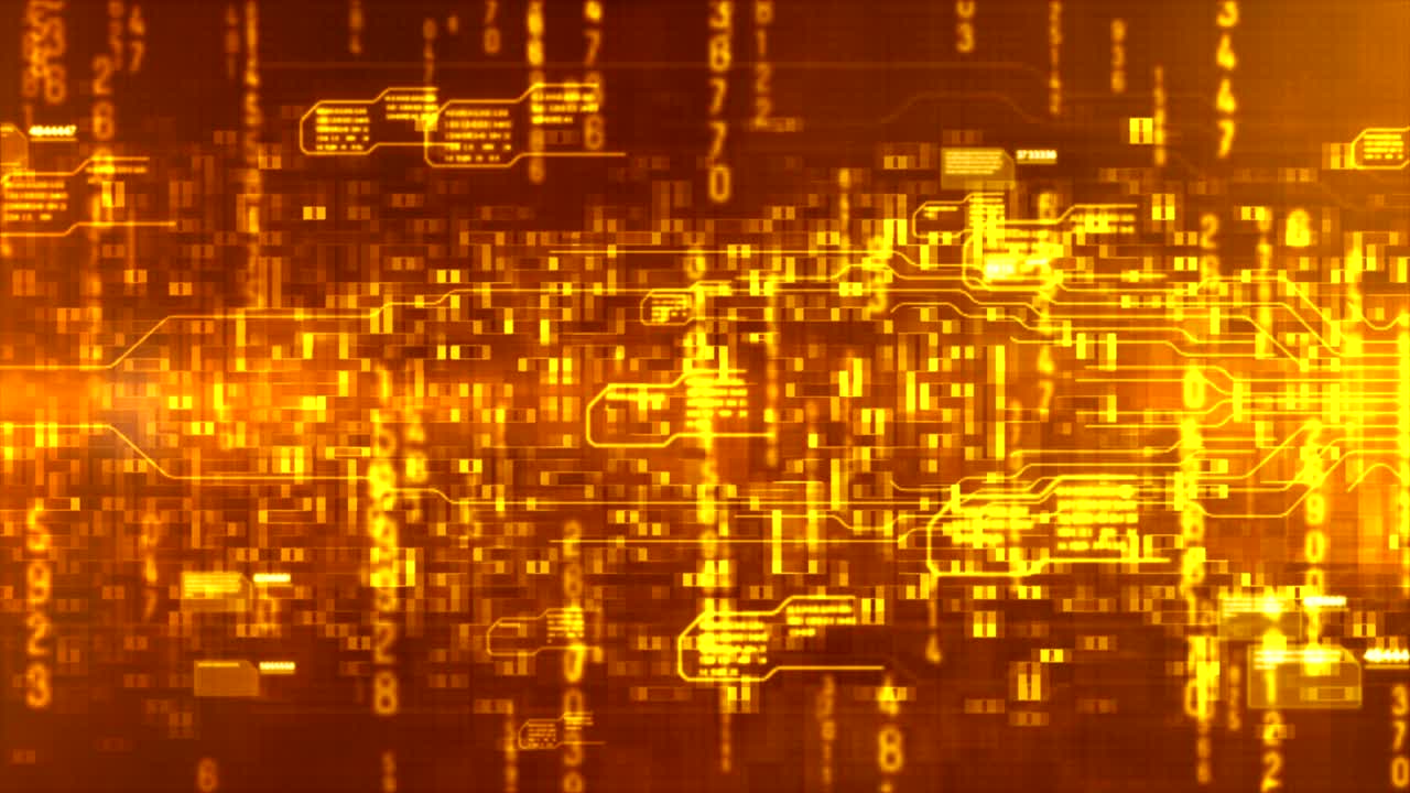 Hi-tech digital abstract background display holographic information gold color