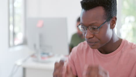 Office reading glasses, black man