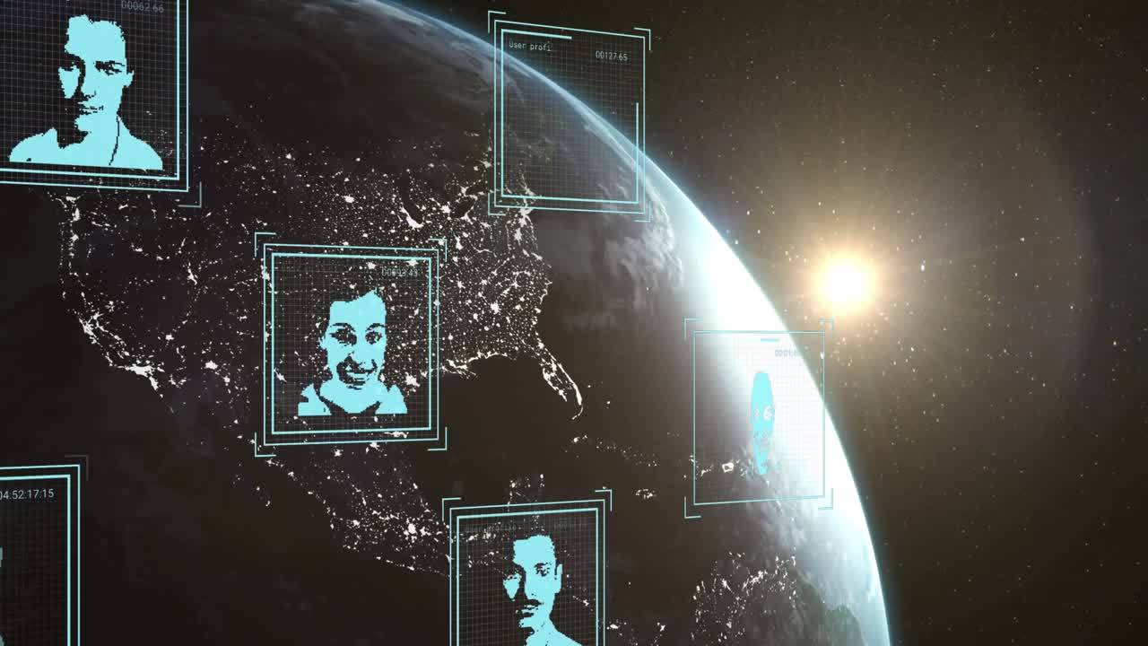 전세계에서 생체인식 사진 및 데이터 처리의 애니메이션