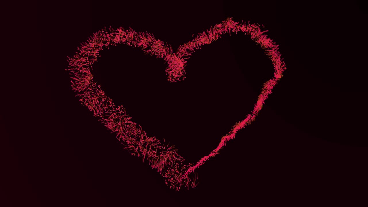 una forma de corazón abstracta dibujada con partículas.