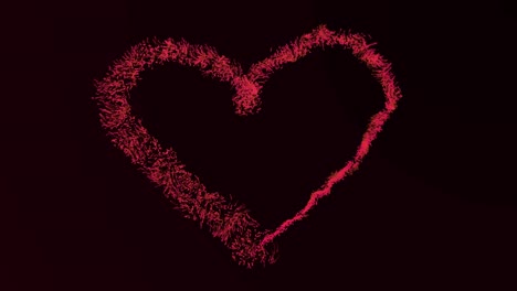 una forma de corazón abstracta dibujada con partículas.