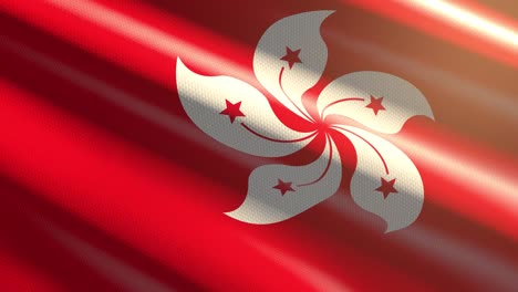 60fps bright shiny velvet hong kong flag colored in red, white waving background, 3d uhd 4k seamless loopable animation