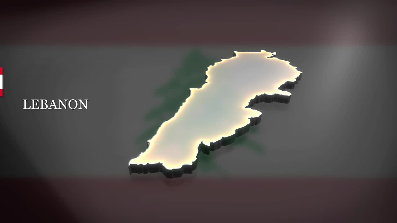 레바논의 3d 애니메이션 지도