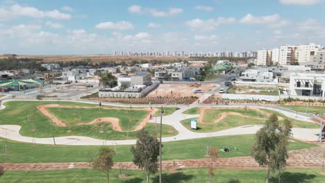 skate's playground shot from above with biker's at southern district city in israel named by netivot