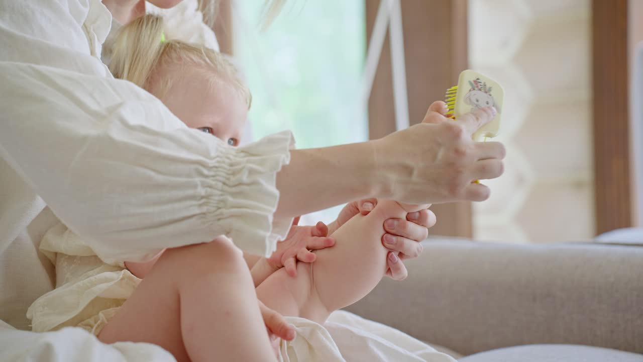 Mother caring for her baby