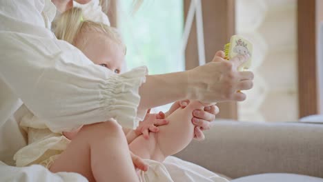 mother caring for her baby