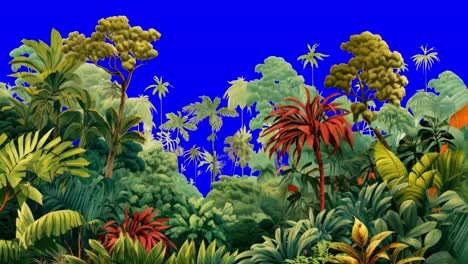 tropical jungle animation, transparent 4k video, green screen