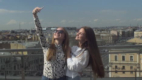 girl friends taking selfie