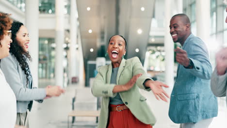happy business people, dancing