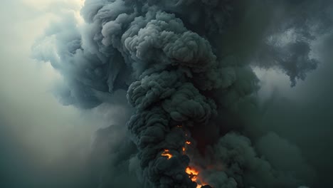 massive column of dark smoke and flames from a catastrophic event
