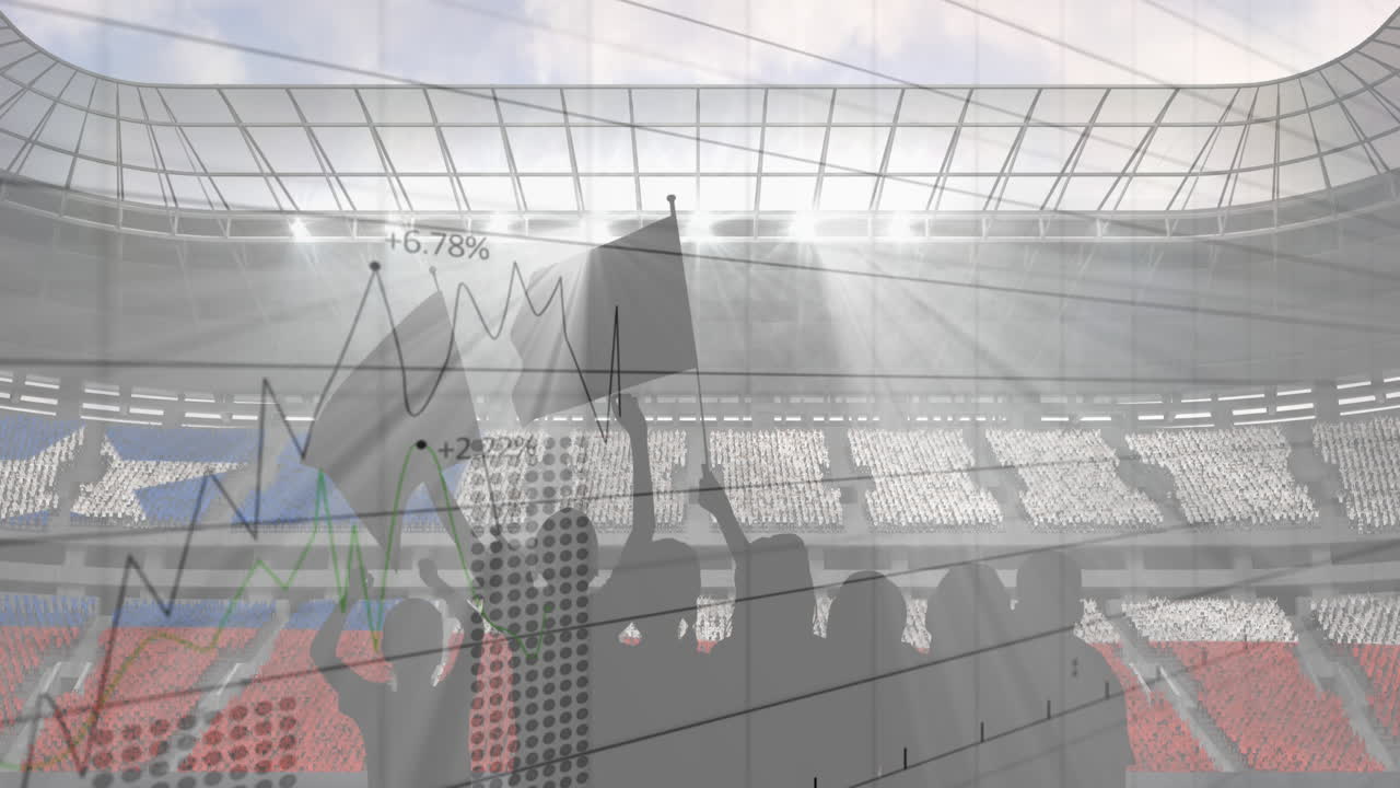 팬들의 실루 ⁇ 과 스포츠 스타디움의 배경에 대한 통계 데이터 처리