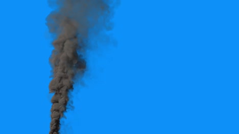 black dense contamination vapor or steam column on blue sky, isolated - loop video