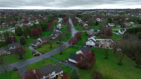 upper class neighborhood in suburb of usa during spring season