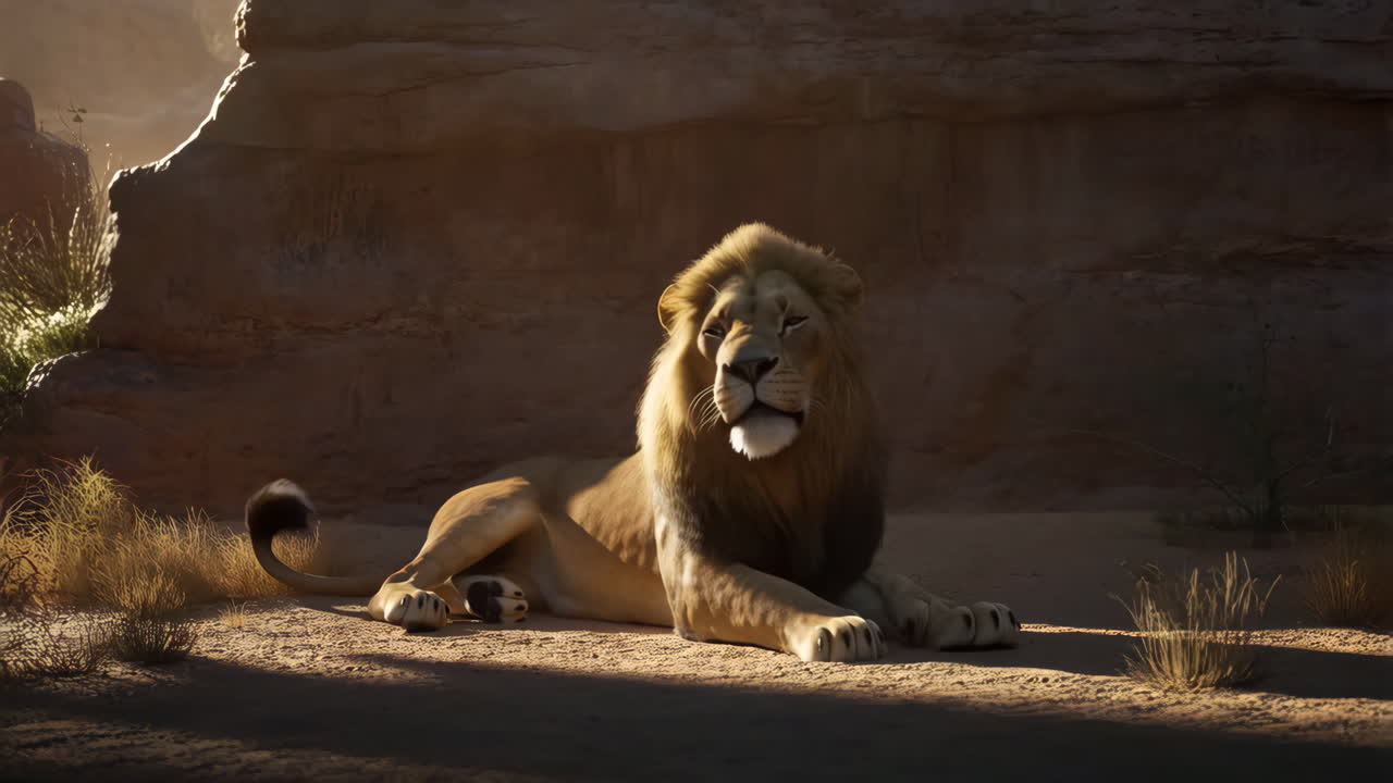 Majestic Lion in Desert Sunlight