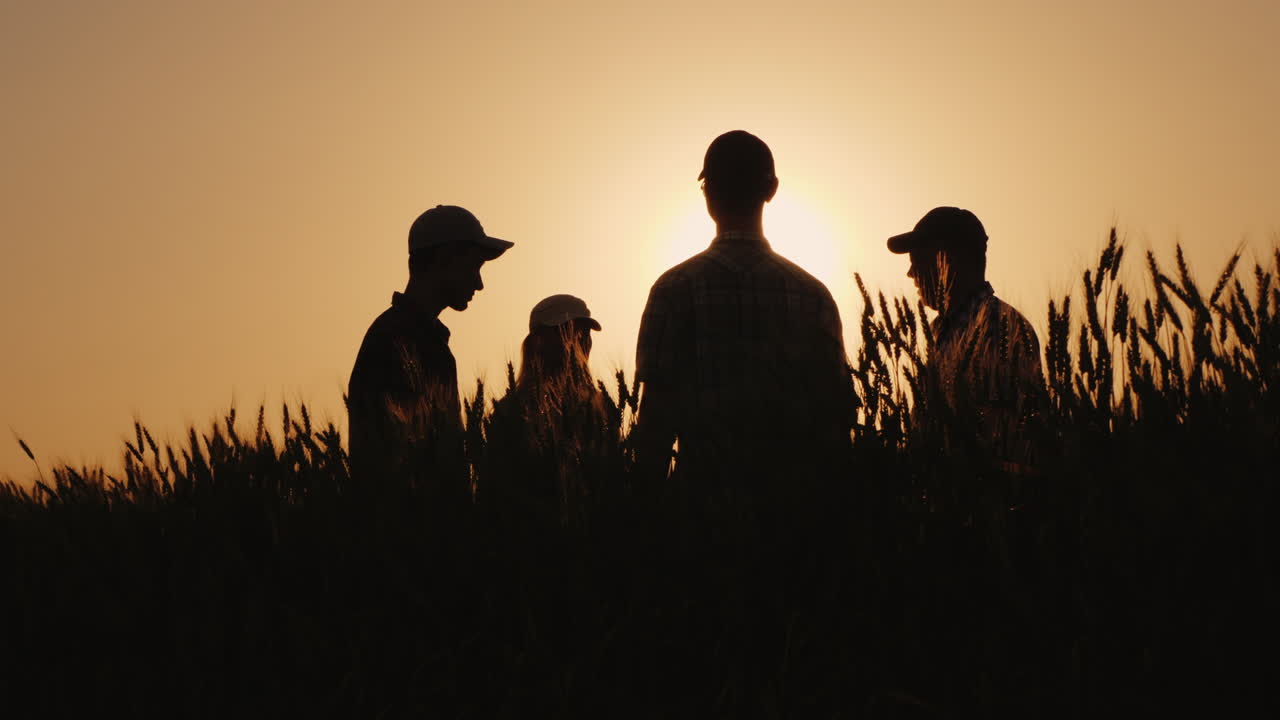 농부 팀은 팀에 대한 성공과 자신감의 표시로 함께 손을 들어 올립니다.