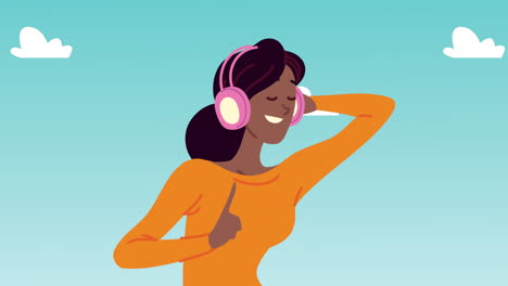 afro woman listening music scene