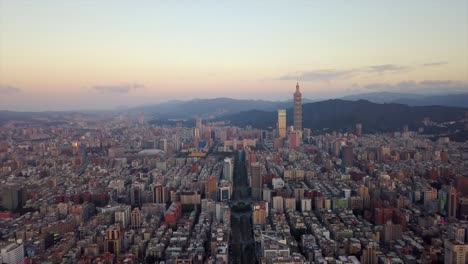 taiwan sunset taipei cityscape center famous tower aerial panorama 4k