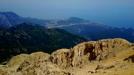 the taurus mountains landscape.  the bird eye view from the top of tahtali mountain