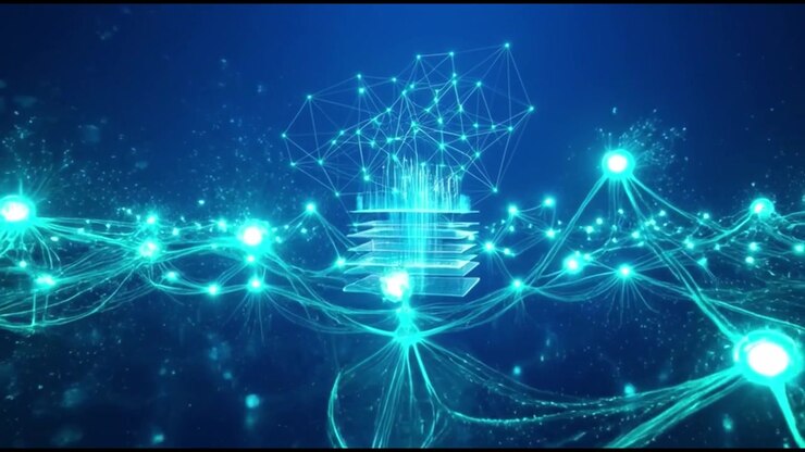 Digital Network Connection and Data Processing Visualization